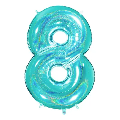 Sifferballong Glitter Turkos - Siffra 8