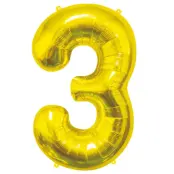 Sifferballong Guld 85cm"0-9"Siffra 3