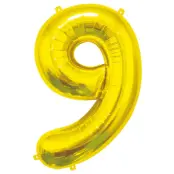 Sifferballong Guld 85cm"0-9"Siffra 9