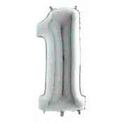 Sifferballong Silver Holografisk - Siffra 1