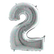 Sifferballong Silver Holografisk - Siffra 2