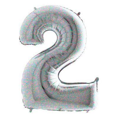 Sifferballong Silver Holografisk - Siffra 2