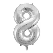 Sifferballong Jumbo 86 cm Silver"0-9"Siffra 8