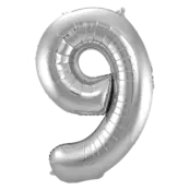 Sifferballong Jumbo 86 cm Silver"0-9"Siffra 9