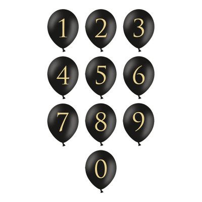 Sifferballong Latex Svart - Siffra 0
