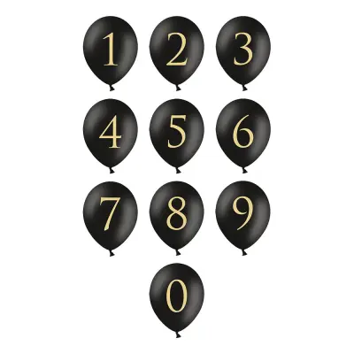Sifferballong Latex Svart - Siffra 0