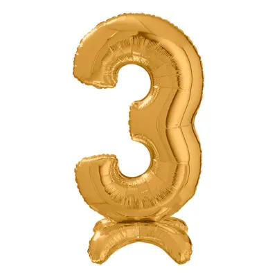 Sifferballong med Ställning Guld - Siffra 3