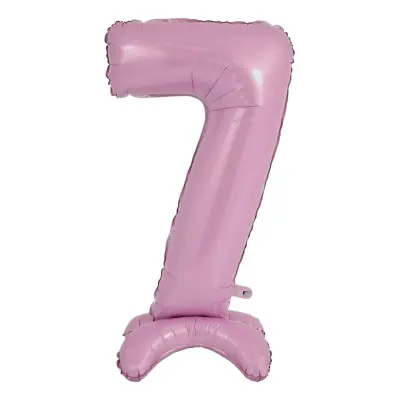 Sifferballong med Ställning Pastellrosa - Siffra 7