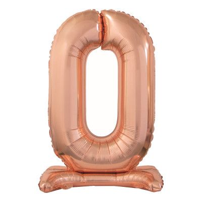 Sifferballong med Ställning Roséguld Metallic - Siffra 0