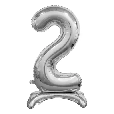 Sifferballong med Ställning Silver Metallic - Siffra 2