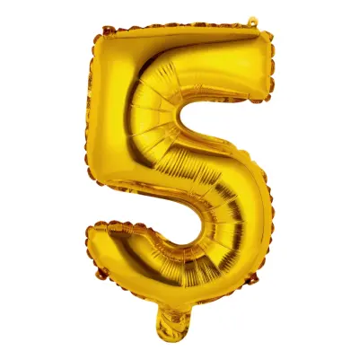 Sifferballong Mini Guld Metallic - Siffra 5
