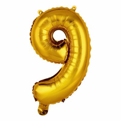 Sifferballong Mini Guld Metallic - Siffra 9