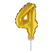 Sifferballong Tårtdekoration Guld - Siffra 4