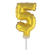 Sifferballong Tårtdekoration Guld - Siffra 5