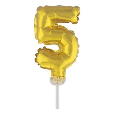 Sifferballong Tårtdekoration Guld - Siffra 5