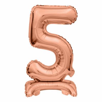Sifferballong Mini på Ställning Roséguld - Siffra 5