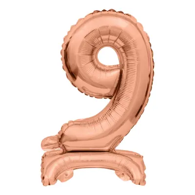 Sifferballong Mini på Ställning Roséguld - Siffra 9