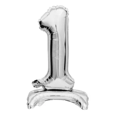Sifferballong Mini på Ställning Silver - Siffra 1