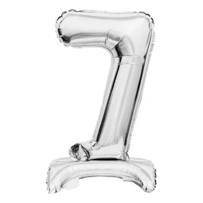 Sifferballong Mini på Ställning Silver - Siffra 7