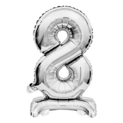 Sifferballong Mini på Ställning Silver - Siffra 8