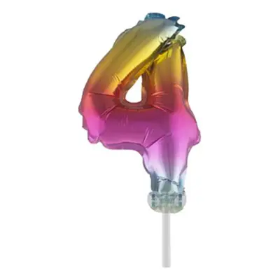 Sifferballong Tårtdekoration Regnbåge - Siffra 4