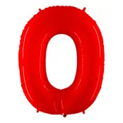 Sifferballong Neon Röd - Siffra 0