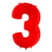 Sifferballong Neon Röd - Siffra 3
