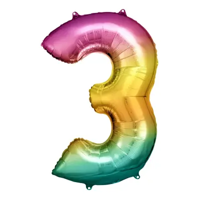 Sifferballong Regnbåge Metallic - Siffra 3