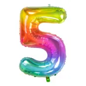 Sifferballong Regnbågsfärgad Stor - Siffra 5