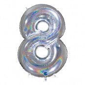 Sifferballong Glitter Silver - Siffra 8