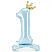 Sifferballong Stående Blå Krona 84cm"0-9"Siffra 1