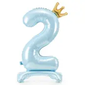 Sifferballong Stående Blå Krona 84cm"0-9"Siffra 2