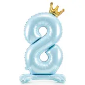 Sifferballong Stående Blå Krona 84cm"0-9"Siffra 8