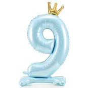 Sifferballong Stående Blå Krona 84cm"0-9"Siffra 9