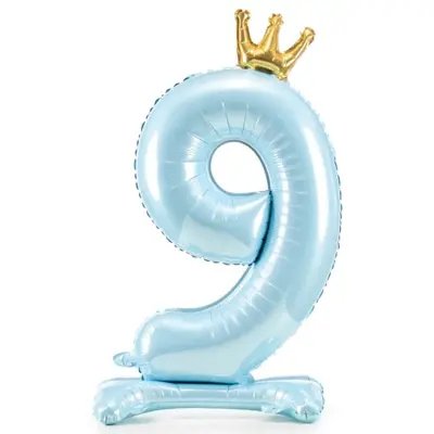 Sifferballong Stående Blå Krona 84cm