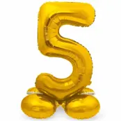 Sifferballong Stående Guld 72 cm"0-9"Siffra 5