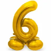 Sifferballong Stående Guld 72 cm"0-9"Siffra 6