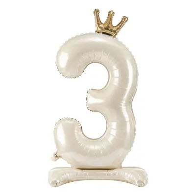 Sifferballong Stående Krämvit - Siffra 3