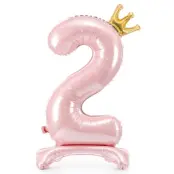Sifferballong Stående Rosa Krona"0-9"Siffra 2