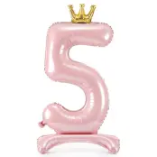 Sifferballong Stående Rosa Krona"0-9"Siffra 5