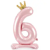Sifferballong Stående Rosa Krona"0-9"Siffra 6
