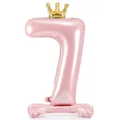 Sifferballong Stående Rosa Krona"0-9"Siffra 7