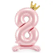 Sifferballong Stående Rosa Krona"0-9"Siffra 8