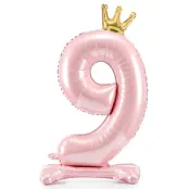 Sifferballong Stående Rosa Krona"0-9"Siffra 9