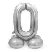 Sifferballong Stående Silver 72 cm"0-9"Siffra 0
