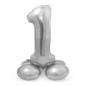 Sifferballong Stående Silver 72 cm"0-9"Siffra 1