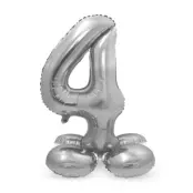 Sifferballong Stående Silver 72 cm"0-9"Siffra 4