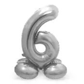 Sifferballong Stående Silver 72 cm"0-9"Siffra 6