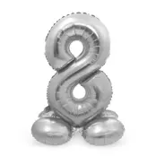 Sifferballong Stående Silver 72 cm"0-9"Siffra 8