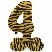 Sifferballong stående Tiger Chic 41 cm"0-9"Siffra 4